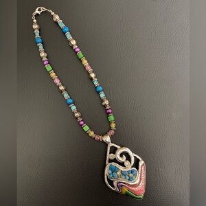 Colorful Beaded Pendant Necklace